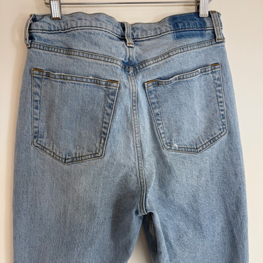 Abercrombie & Fitch Dad High Rise Jeans Curve Love 28 6 Light Wash Criss Cross - Picture 6 of 13